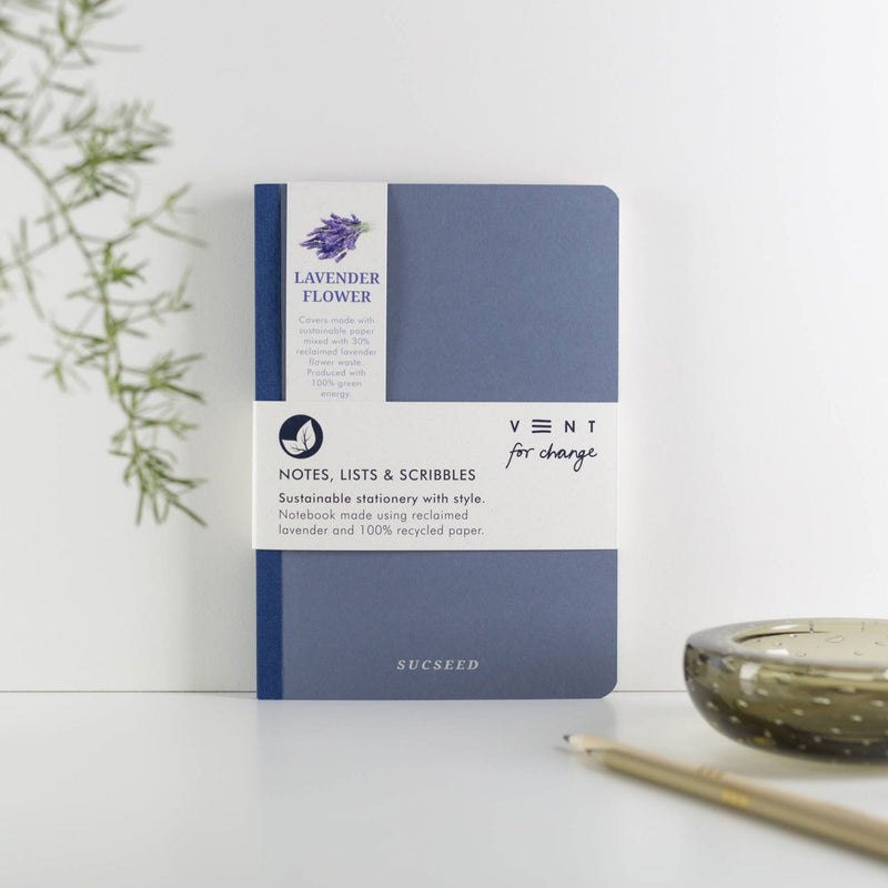 Recycled Sucseed A5 Notebook - Lined Notebooks & Pens The Ethical Gift Box (DEV SITE) Lavender Flower  